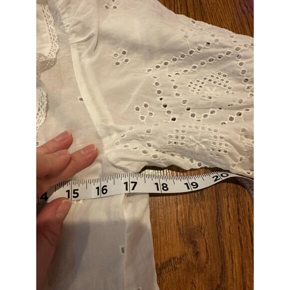 Madewell Women's Pintuck Ruffle Puff Sleeve Cotton Top – White – Size Small - Picture 6 of 8